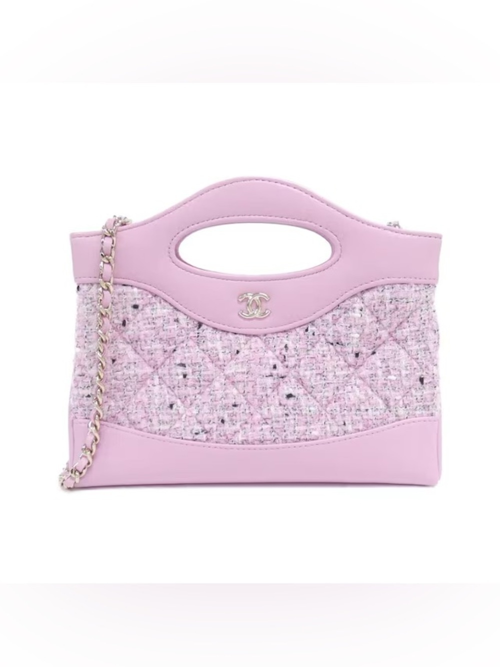 CHANEL 31 Shopper Nano Shopping Bag Clutch Pink Tweed AP3656 Limited Edition